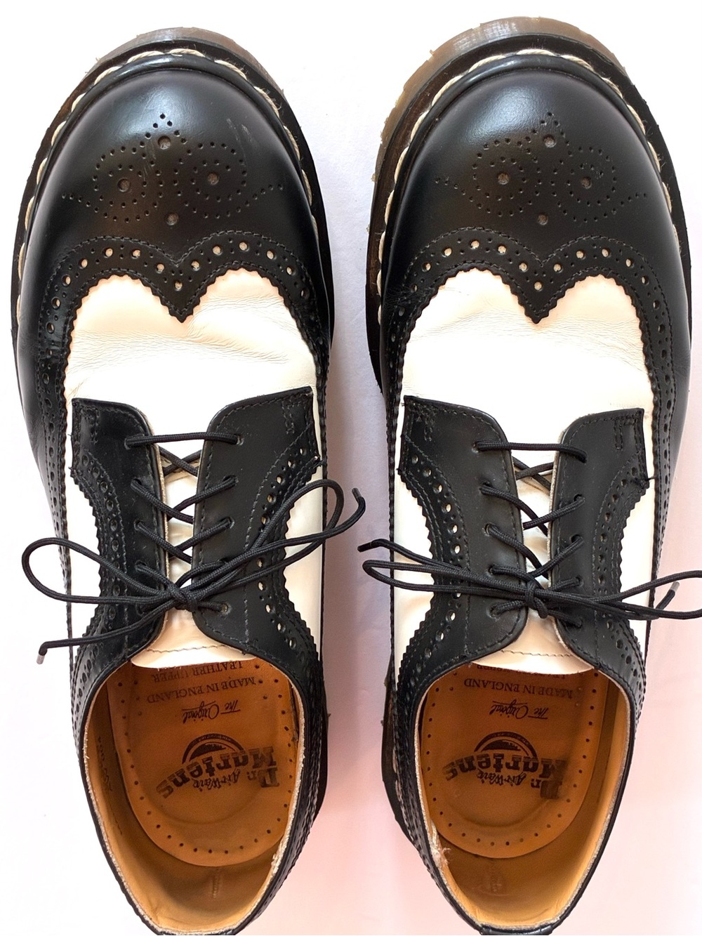 Dr. Martens 3989 Bex Smooth Leather Brogue Shoes, Black & White, Made in England - Picture 8 of 16